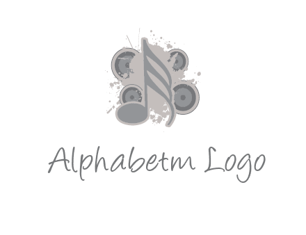 music note inside the splash with speakers logo