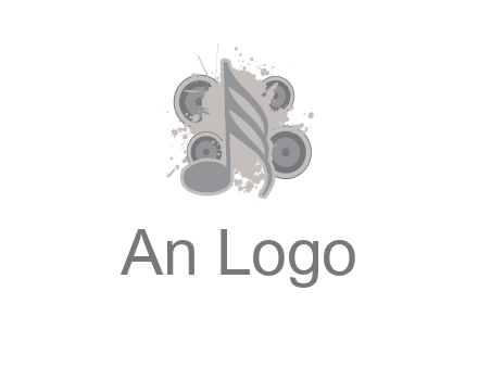music note inside the splash with speakers logo