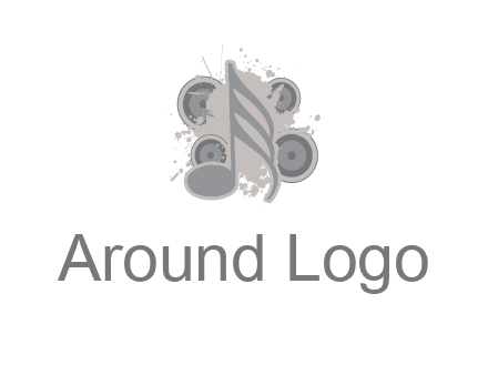 music note inside the splash with speakers logo