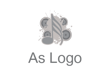music note inside the splash with speakers logo