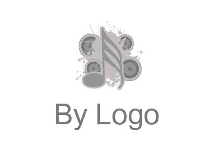 music note inside the splash with speakers logo
