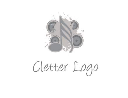 music note inside the splash with speakers logo