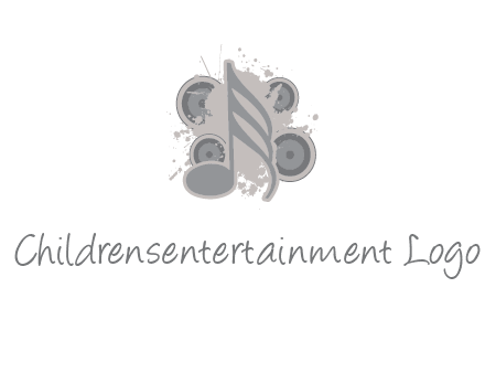 music note inside the splash with speakers logo