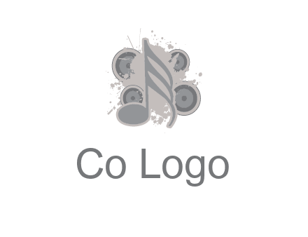 music note inside the splash with speakers logo