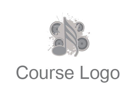 music note inside the splash with speakers logo