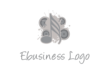 music note inside the splash with speakers logo