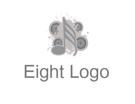 music note inside the splash with speakers logo