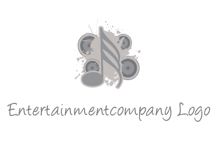 music note inside the splash with speakers logo