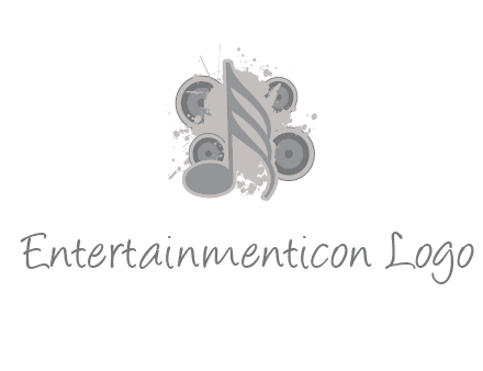 music note inside the splash with speakers logo