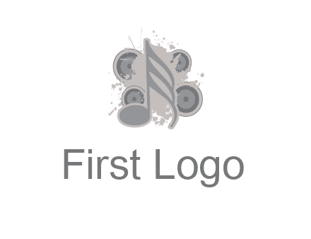 music note inside the splash with speakers logo