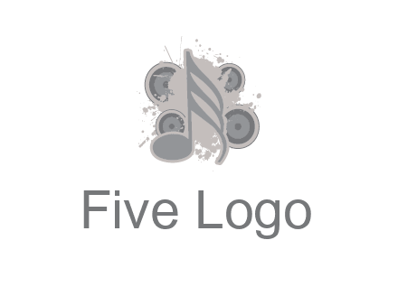music note inside the splash with speakers logo
