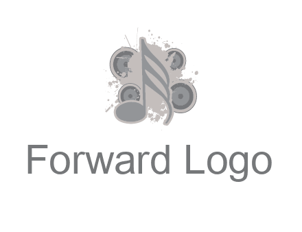 music note inside the splash with speakers logo