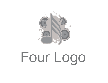 music note inside the splash with speakers logo