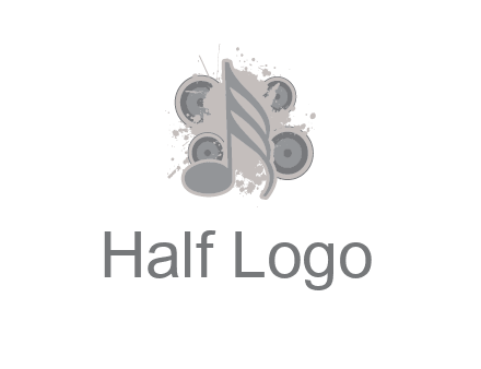 music note inside the splash with speakers logo