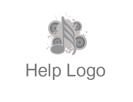 music note inside the splash with speakers logo