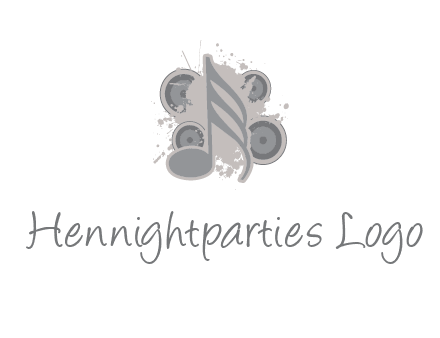 music note inside the splash with speakers logo