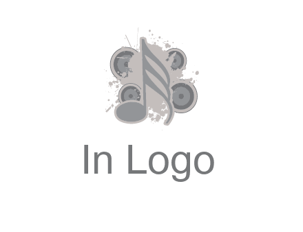 music note inside the splash with speakers logo