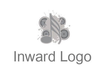 music note inside the splash with speakers logo