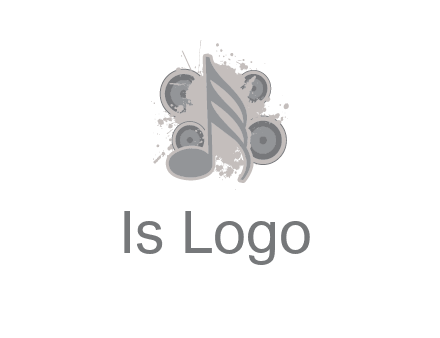 music note inside the splash with speakers logo