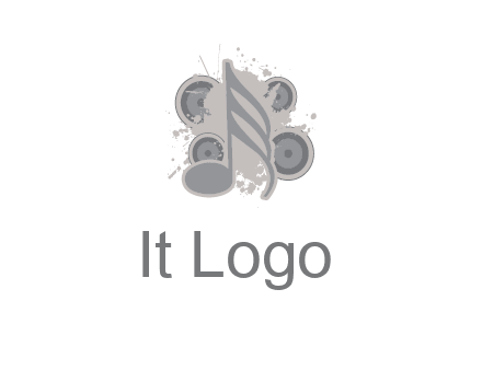 music note inside the splash with speakers logo