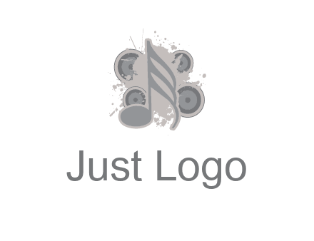 music note inside the splash with speakers logo