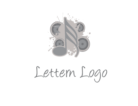 music note inside the splash with speakers logo