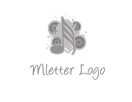 music note inside the splash with speakers logo