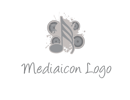 music note inside the splash with speakers logo