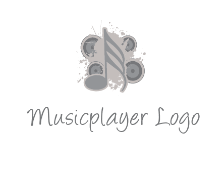 music note inside the splash with speakers logo