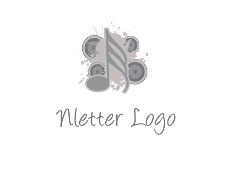 music note inside the splash with speakers logo