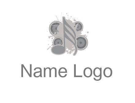 music note inside the splash with speakers logo