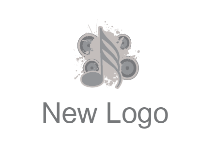 music note inside the splash with speakers logo