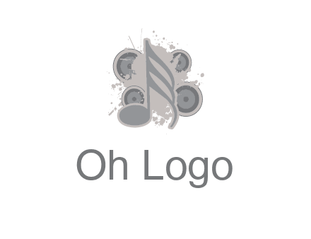 music note inside the splash with speakers logo