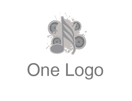 music note inside the splash with speakers logo