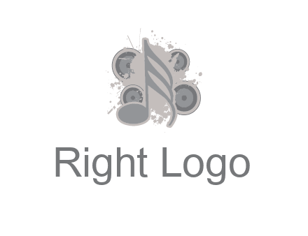music note inside the splash with speakers logo
