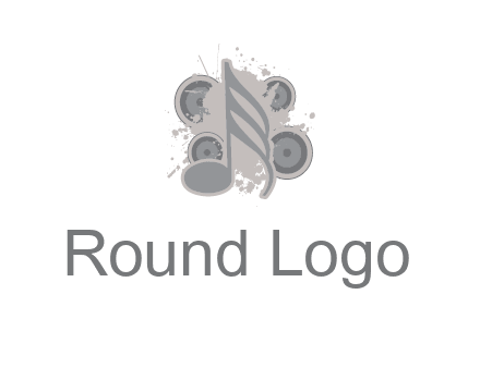 music note inside the splash with speakers logo