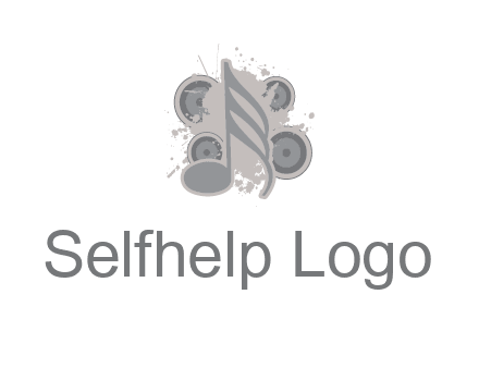 music note inside the splash with speakers logo