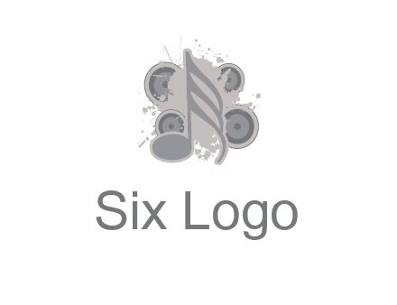 music note inside the splash with speakers logo