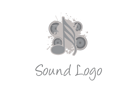 music note inside the splash with speakers logo