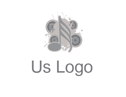 music note inside the splash with speakers logo