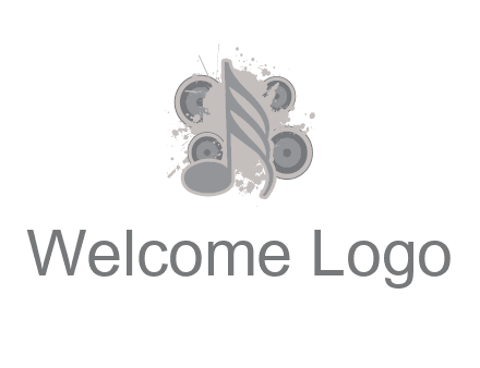 music note inside the splash with speakers logo