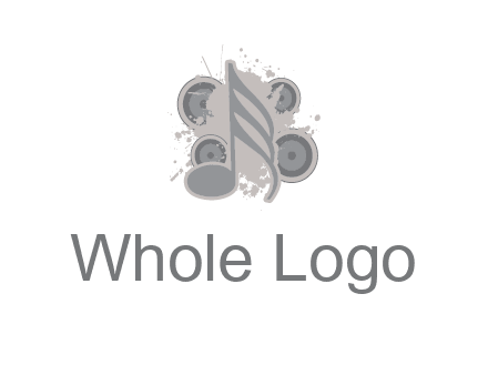 music note inside the splash with speakers logo