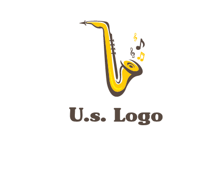abstract saxophone with music notes logo