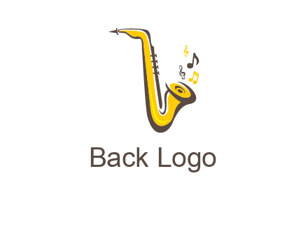 abstract saxophone with music notes logo