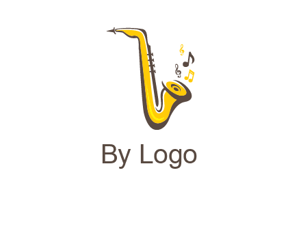 abstract saxophone with music notes logo