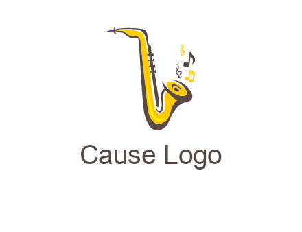 abstract saxophone with music notes logo