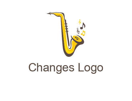 abstract saxophone with music notes logo