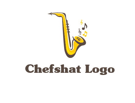 abstract saxophone with music notes logo