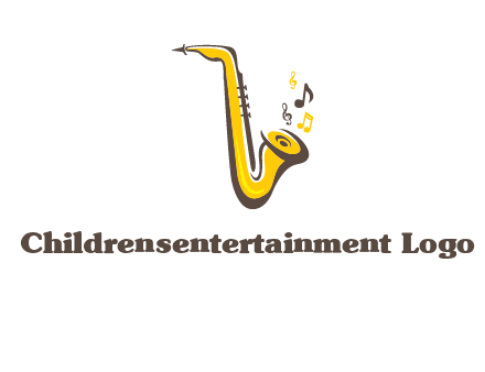 abstract saxophone with music notes logo