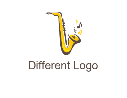 abstract saxophone with music notes logo